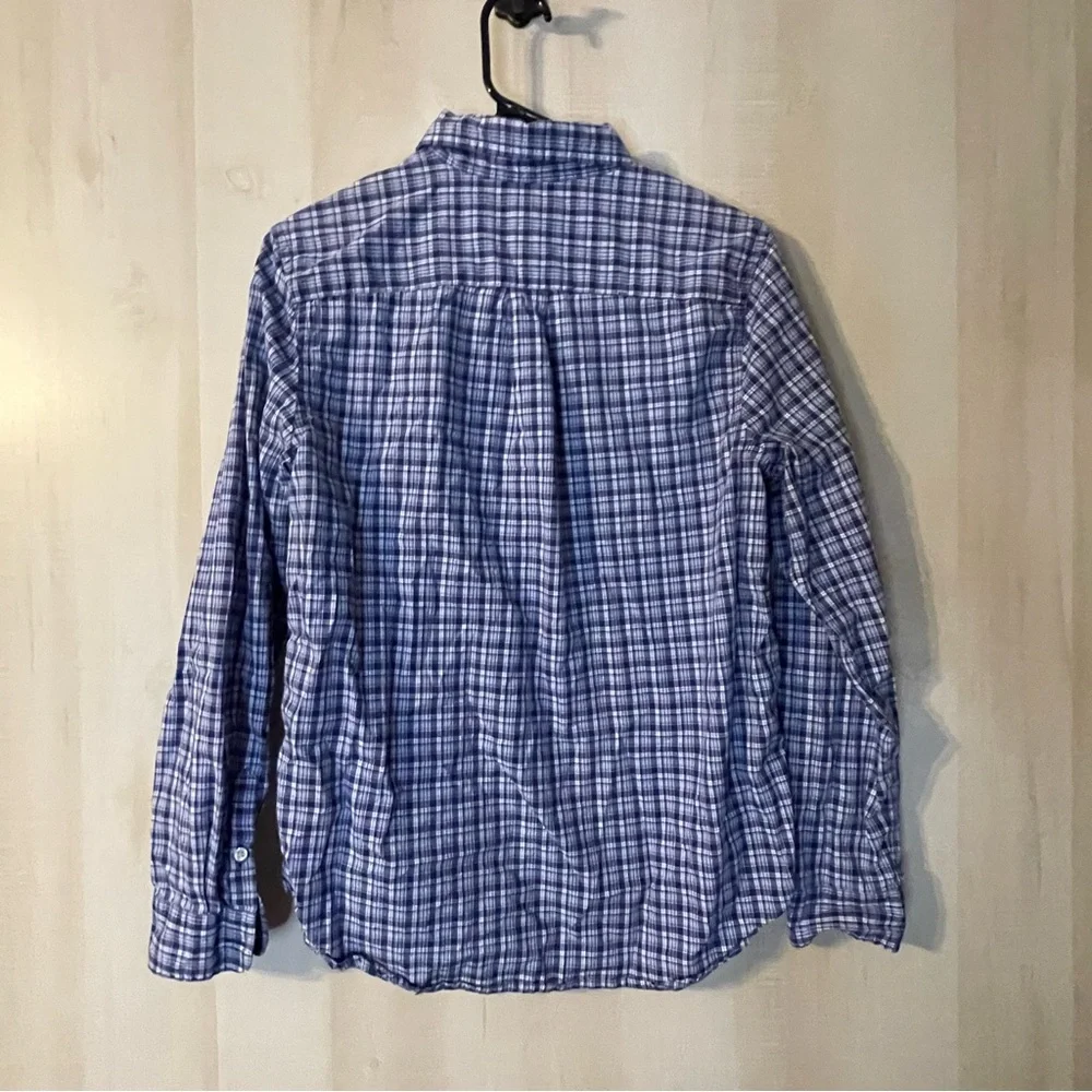 Ralph Lauren blue white plaid long sleeve button front shirt size XL Youth 18/20